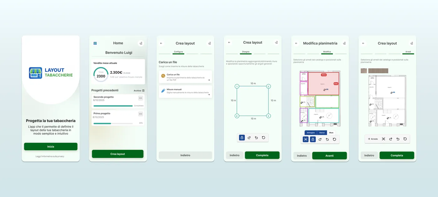 UI finale dall'onboarding al layout completato