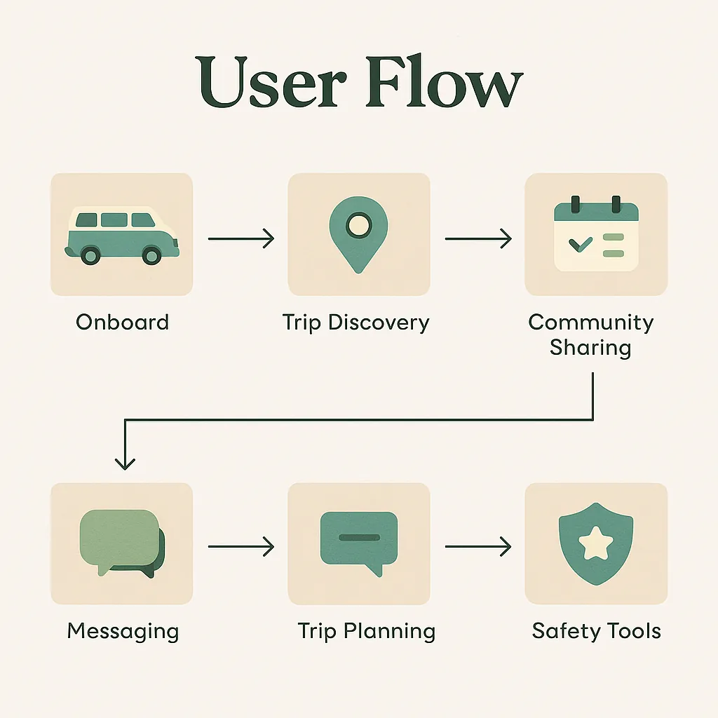 User flow di Zvanning dall'onboarding agli strumenti di sicurezza
