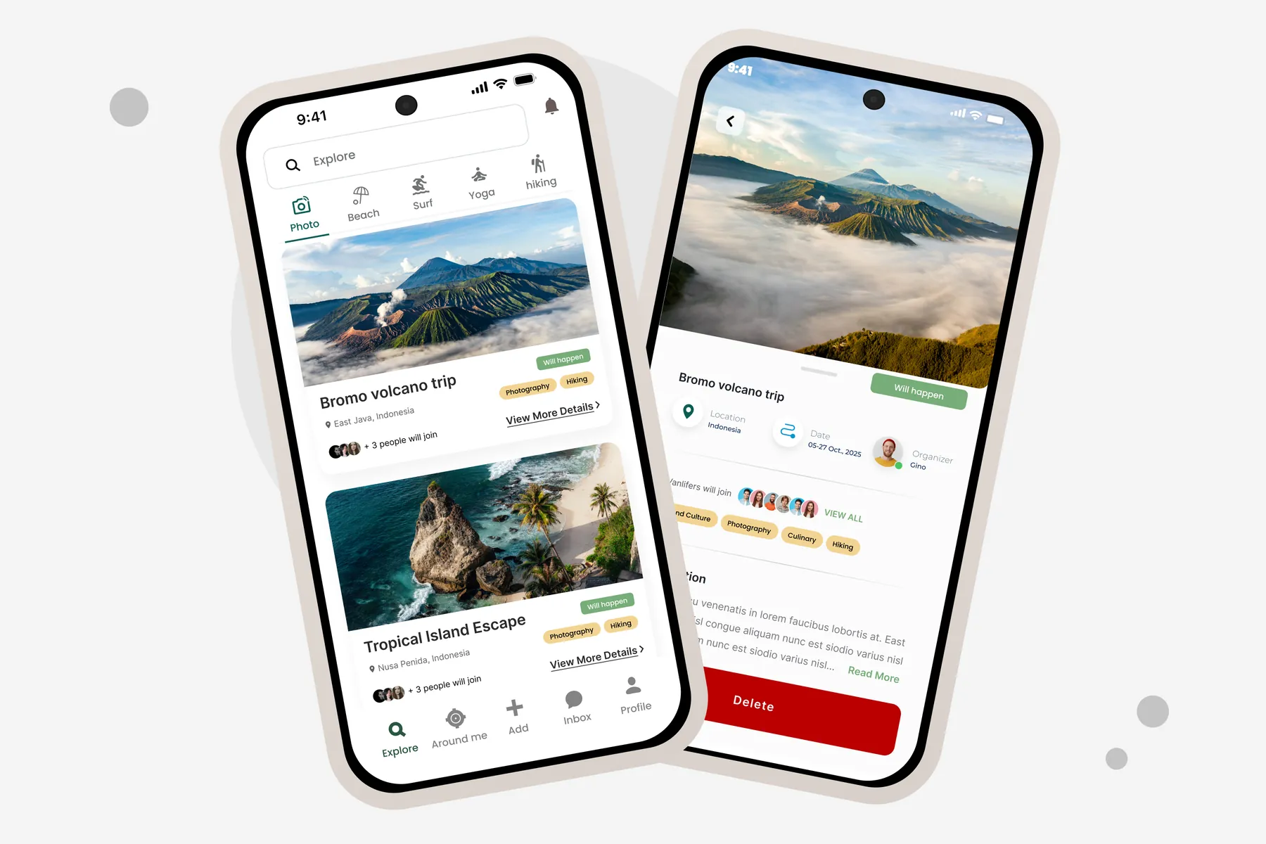 Schermate dell'app Zvanning su due telefoni